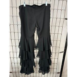 Mystique Paris New York Vintage Black Ruffled Pants M/MED Made in USA